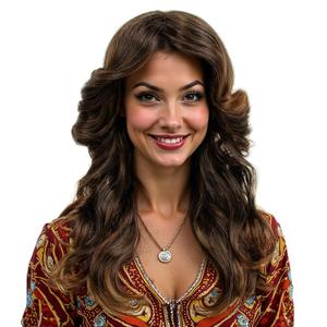 70s Brown Ombre Disco Wig Farrah Fawcett Wigs for Women Lady Natural Synthetic Full Wigs Vintage Cosplay Costume Hair Wig