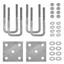 Hot Dipped Galvanized Boat Trailer Axle U-Bolt Kit for Boat Trailer Axle Leaf Springs, Heavy Duty Square Boat Trailer M12 U-Bolts with 8MM Plate for 2" Axle, 2 1/8" W x 4 3/4" L Inch