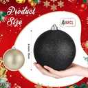 Poen 12 Pcs 6 Inch Large Christmas Ball Ornaments Glitter Extra Large Christmas Ornaments Giant Xmas Balls Tree Decorations with Hanging Loop for Xmas Holiday Party Decor (Black,Gold)