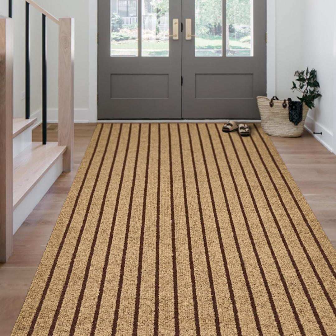 Outdoor/Indoor 2ft x 6ft Runner Rug, Hallway Custom Sizes Non-Slip Rubber Backing Area Runner Rugs Waterproof Carpet Rugs for Kitchen Entryway Balcony Garage Stair Laundry