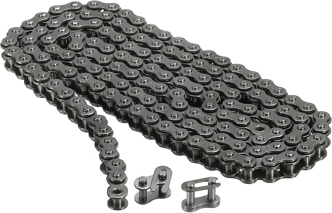 uxcell #25/04C-1 Roller Chain 3 Feet 1/4" Pitch Carbon Steel Roller Chains with 2 Free Master Connector Links for Mini Bikes, Motorcycles, 144 Links