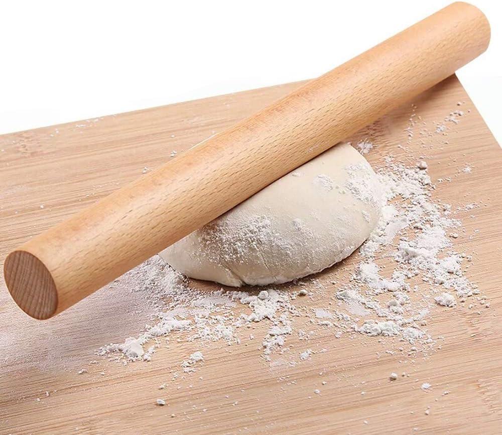 Wooden Rolling Pin for Baking Pizza making, Professional Dough Roller Rolling Pins Wood, 15-3/4-Inch by 1-1/4 Inch, Beech Wood for Baking Pizza, Clay, pasta, Cookies, Roller Pins Baking (Wooden)