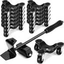 Timtin 13 Pcs Furniture Moving Dolly Set, 3 Wheel Steel Tri Dolly Heavy Duty Movers Mobile Rollers, 1 Crowbar, Triangle Swivel Caster Easy Moving Tool for Home Furniture, 200 Lbs Capacity (Black)