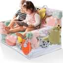 Stuffed Animal Storage Bean Bag Chair Sofa Cover Zipper Large Transparent PVC Stuffed Animal Organizer Bean Bag Seat Only for Organizing Rooms Plush Toys When Filled (38 Inch, Sofa Style)