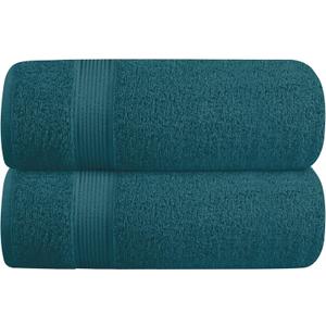 Belizzi Home Cotton 2 Pack Oversized Bath Towel Set 28x55 inches, Large Bath Towels, Ultra Absorbant Compact Quickdry & Lightweight Towel, Ideal for Gym Travel Camp Pool - Teal