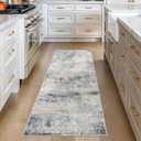 HILORUUG 2x6 Runner Rug Washable: Non-Slip Abstract Carpet for Hallway Kitchen Entryway - Modern Low Pile Stain Resistant Thin Floor Door Mat for Bathroom Bedroom - 2x6 Blue Grey