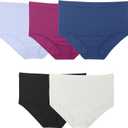 Fruit of the Loom Women's No Show Seamless Underwear, Amazing Stretch & No Panty Lines, Nylon-Plus Size Brief-5 Pack-Black/ White/ Blue, 9 Plus