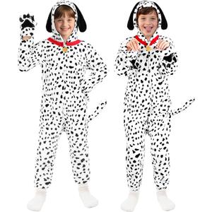 Joycover Cat Costume for Girls, Black Kids Dress Up, Halloween Costumes for Kids Aged 5-10 (Dalmatian)