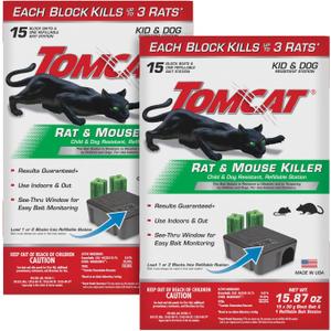 Tomcat Rat and Mouse Killer Child and Dog Resistant, Refillable Station, 2-Pack (2 Bait Stations Plus 30 Refills)