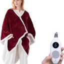 Westinghouse Wearable Heated Throw Blanket, Electric Heated Wrap Poncho Shawl with Pockets, 6 Heating Levels & 2 to 10 Hours Time Settings, 50 x 60 Inch, Red