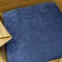 Joveco Small Foot Rest Stool Ottoman, 15" Fabric Square Short Low Footstool Upholstered Footrest for Chair, Under Office Desk, Living Room, Navy Blue, 15.7"D x 15.7"W x 8"H