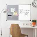 White Board and Cork Board Combo - 24 x 18 Inches Large Dry Erase Whiteboard and Bulletin Board, Magnetic Wall Pin Display Board for Home, Classroom & Office, 18"x24" Grey