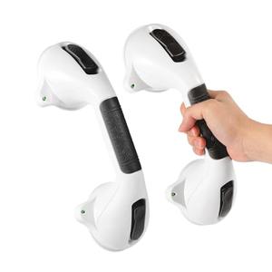 TONORA Suction Grab Bar with Safety Indicator for Bathtub Shower Bathroom, Heavy Duty Handrail Removable Reusable for Elderly disabled and Kids, Anti-Slip Grip, No Drilling Tool Free, Waterproof Black