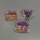 3 Pcs Lavender Table Decor Lavender Wood Signs Retro Centerpiece for Tiered Tray Floral Block Tabletop Signs for Home Plaque Housewarming Gift