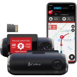Cobra Smart Dash Cam with Interior Cam (SC 201) - Full HD 1080P Resolution, Built-in WiFi & GPS, Live Police Alerts, Incident Reports, Emergency Mayday, Drive Smarter App, 16GB SD Card Incl.