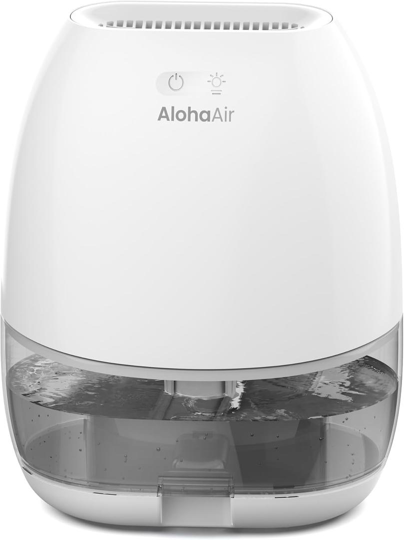 Dehumidifier, AlohaAir 34 OZ Small Dehumidifiers for Home and Room, Quiet with 7 Colors Night Light, Auto Shut Off, Dehumidifiers for Bedroom, Bathroom, RV, and Closet (Grey)