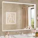 Keonjinn 48 x 36 White Bathroom Vanity Mirror Metal Framed Large Bathroom Mirror for Over Sink Rectangular Wall Mirror Square Corner Farmhouse Matte White Rectangle Mirror(Horizontal/Vertical)