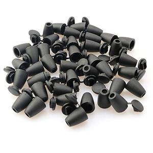 PZRT 100pcs Bell End Stopper Black Plastic Cord Ends Bell Stopper with Lid Lock for Backpack Drawstrings Accessories