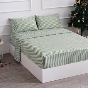 Best Season Bed Sheet Set 4 Piece -Full Size-Soft Durable Microfiber Bedding Sheet Set,Deep Pocket,Stain,Fade & Wrinkle Resistant Green and White Pinstripe (Stripe Grass Green)