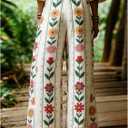 SOLY HUX Boho Wide Leg Pants Women High Waist Elastic Baggy Palazzo Pants Holiday Pants, S