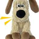 MeetYooo Squeaky Stuffed Dog Toys, Chew Toy for Large Medium Small Breeds, Plush Dog Toys to Keep Them Busy, Puppy Teething Dog Toy, Crinkle Dog Toy (Khaki Dog)