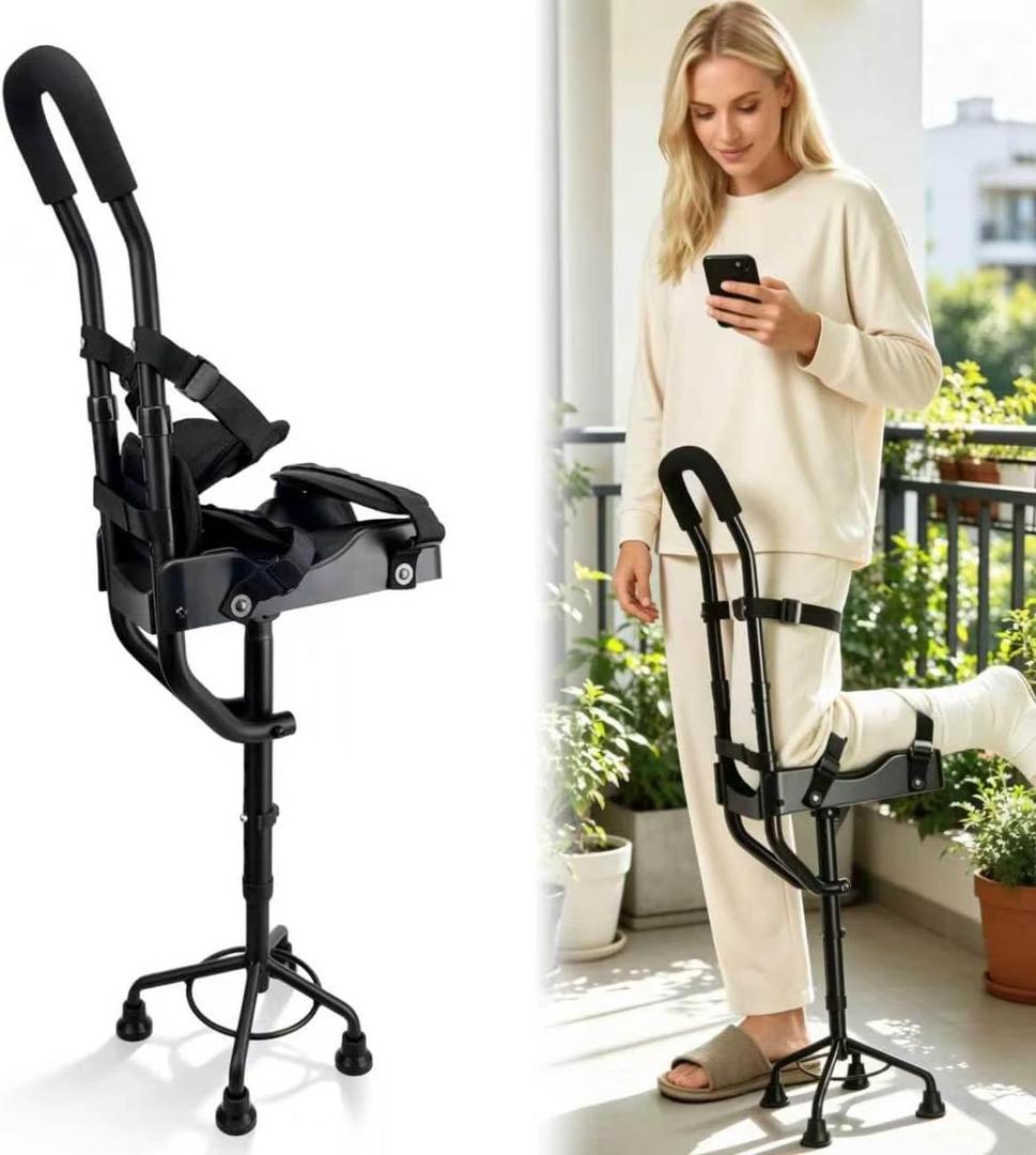 Hands Free Knee Crutch – Universal for Left & Right Feet, Adjustable Knee Crutches for Adults, Peg Leg Crutch for Injured Foot, for Adults for Foot Surgery