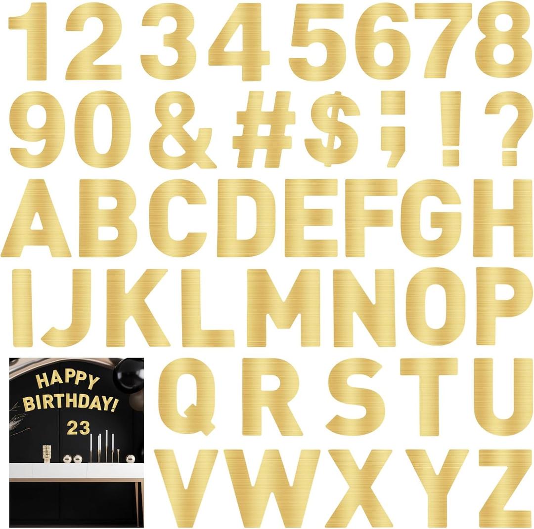 184 PCS 6 Inch Large Vinyl Alphabet Stickers Gold Self Adhesive Cardboard Letters Sticker Big Font Alphabet Number Symbol Stickers for Home Party Window Backdrop Classroom Mailbox DIY Crafts Making