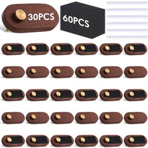 Qunclay Set of 30 Price Signs for Vendors Wooden Price Display Signs with Tag Paper and Pens Retail Display Tag Stands for Cafs, Shops, Boutiques (Wood Color)