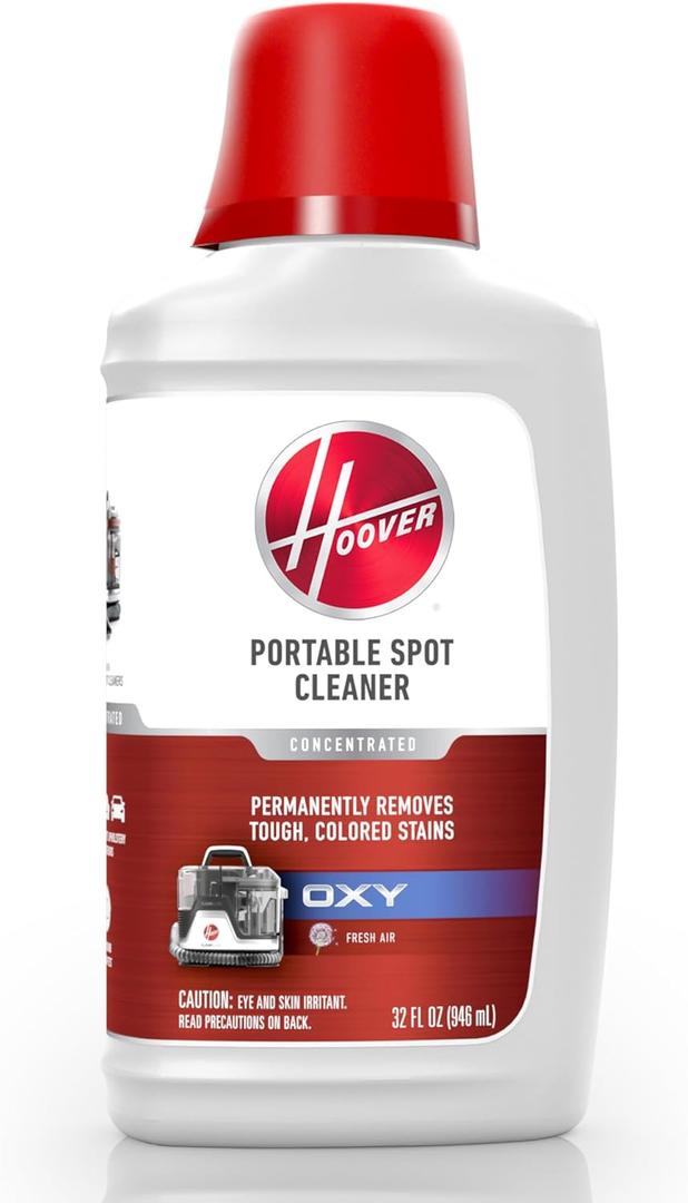 Hoover 32 oz Oxy Portable Spot Cleaner Solution, for use in Hoover CleanSlate Spot Cleaners, Carpet and Upholstery Cleaner, Remove Tough Colored Stains, Fresh Air Scent, Packaging May Vary, AH31711
