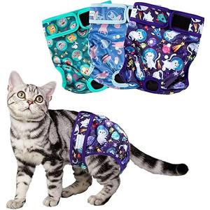 Paw Legend Cat Diapers for Female Cats Spraying Washable Reusable Kitten Diapers for Cats Incontinence Pet Diapers (3 Pack, Small)