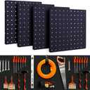 4Pcs Peg Board, Black Pegboard Wall Organizer Panels Wall Mount, ABS Pegboard for Craft Room Garage Kitchen Workshop, ABS Peg Boards Easy Installation