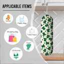 Plastic Bag Holder, Wall Mount Grocery Sack Organizer Dispenser, Washable Cotton-Linen Storage with Hanging Loop, St. Patricks Day Irish Hat & Clover Design for Kitchen Pantry Decor