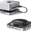 Acer Gadget Mac Mini M4 Dock, 8TB M.2 NVMe/SATA SSD Enclosure & Stand, 4K@144Hz HDMI, 10Gbps USB-C & USB-A Hub, SD/TF Card Reader, 3.5mm Audio, Aluminum Docking Station for Mac Mini M4 & M4 Pro, Black