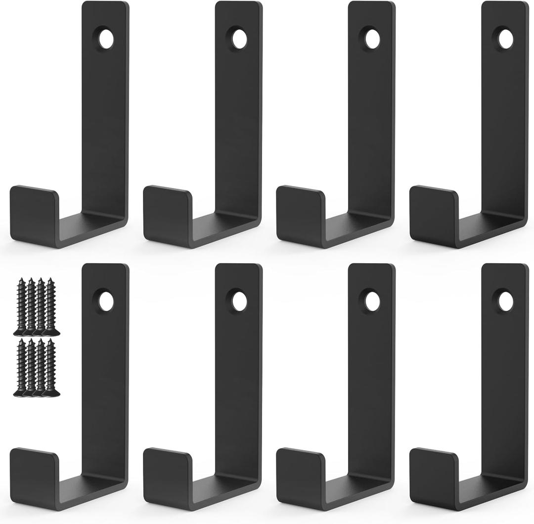 Hooks for Hanging Stainless Steel Heavy Duty Coat Hook Wall Hooks Robe Hanger Hooks Hanging Hat Key Holder for Towel and Bags Indoor Outdoor, (Black-Square, 2.5x1.3inch,8pcs)
