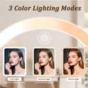 Upgraded Lighted Travel Makeup Mirror, 72 LEDs Portable Mirror with Lights, 3 Color Travel Mirror with Light, Touch Screen, Dimmable, Rechargeable, Angle Adjustable with Non-Slip Base, Pink
