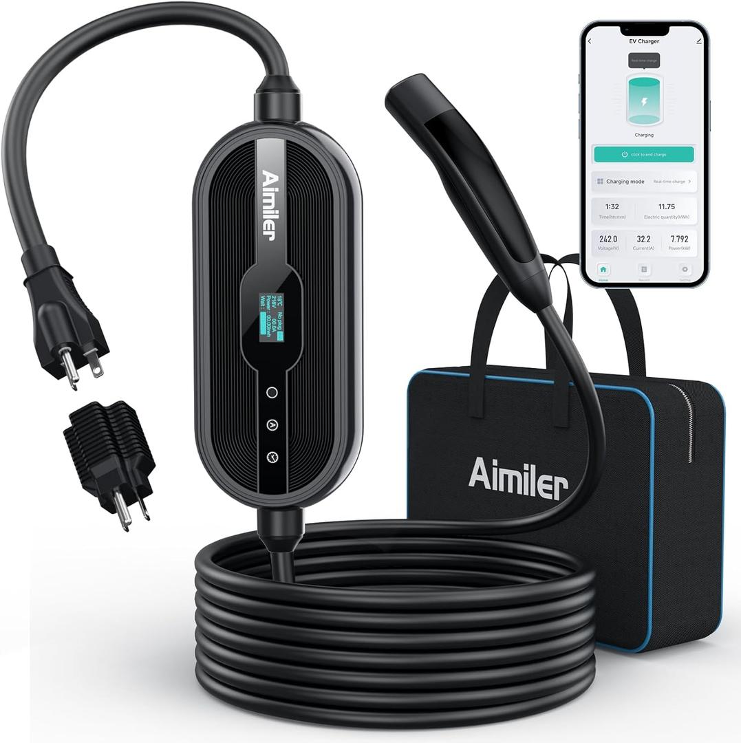 Level 1/2 Tesla Charger(WIFI APP/Plug-play), 16A, 25ft Cable ETL Certified, 240V NEMA 6-20P Plug & 120V 5-15P Adapter, NACS Connector, Portable Electric Car EV Charger for Tesla Models Y/X/3/S