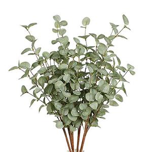 VGIA 6 Pcs 27'' Eucalyptus Stems Greenery Stems Eucalyptus Leaf Spray in Green Silk Plastic Plants Floral Artificial Plants for Home Party Wedding Decoration
