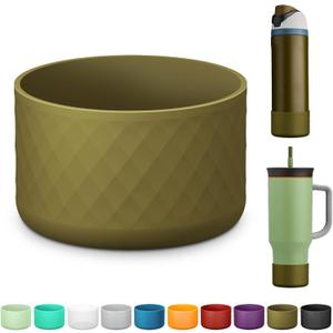 Silicone Boot for Owala Water Bottle 24 Oz 32 Oz 40 Oz, Anti-Slip Protective Sleeve for FreeSip/Twist/Flip Stainless Steel Water Bottles Accessories (Dark Green)