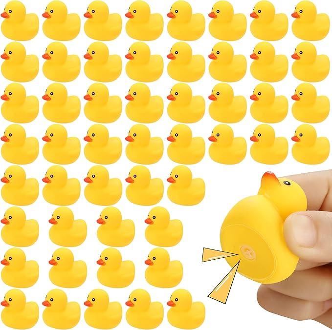 Rubber Duck Bath Toys , 50Pack Mini Rubber Ducks Bulk Float Duck Baby Bath Toy, Shower Birthday Party Favors Gift Classroom Summer Beach Pool Party Games