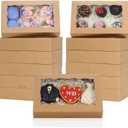 RomanticBaking 50 Pack DIY Assembly Brown 7 x 4 3/8 x 1 inches Cookies Boxes BakeryTreat Boxes Packaging for Macaron Chocolate Truffle Cakesickle