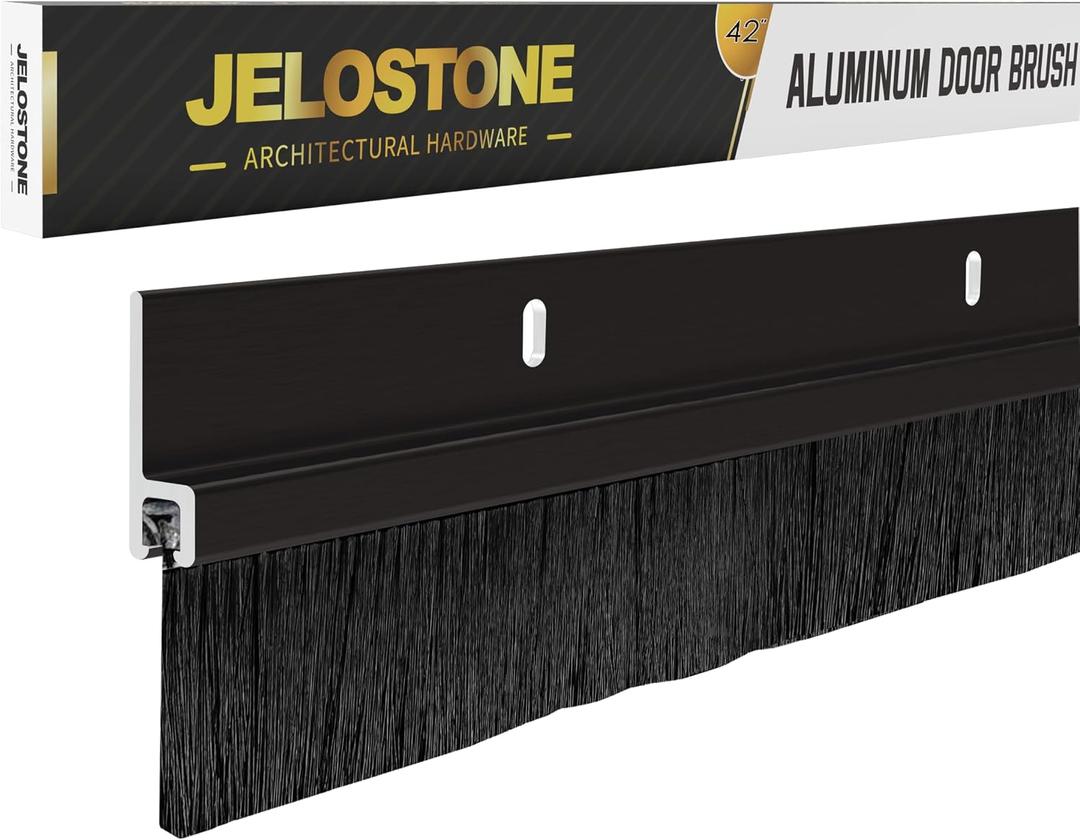 2 Pack – 42'' Premium Aluminum Door Sweep with Nylon Brush, Seals Gaps Up to 5/8", Dark Bronze Anodized Aluminum Door Sweep, UL Fire-Certified, and Built for Long-Term Performance, JS-NB161