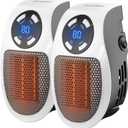 GiveBest 450 Watt Space Heater with LED Display, Wall Outlet Electric Heater with Thermostat and Timer for Home Office Bathroom Indoor Use, Small Plug in Heater, 2PC
