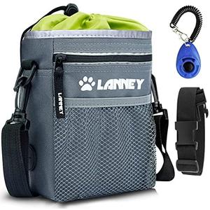 Dog Treat Pouch - 3 Ways to Wear Dog Treat Bag, Dog Training Treat Pouches for Pet Training with Clicker, Shoulder Strap, Adjustable Belt, Poop Bag Dispenser, Easily Carrying Kibble Snacks Pet Toys