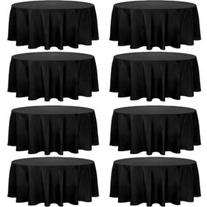 Fivenl 8 Pack Premium Round Tablecloth 120 Inch Round Table Covers Washable Polyester Fabric Round Table Clothes for Wedding Party Reception Banquet Buffet Restaurant (Black, 120 Inch)