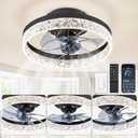 ZMISHIBO Oscillating Ceiling Fans with Lights, Low Profile Ceiling Fan with Light and Remote, Flush Mount Ceiling Fan, Reversible, Dimmable, Noiseless, 15.7 inch Small Ceiling Fans for Bedroom - Black