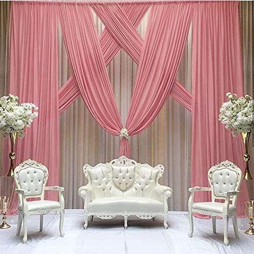 FUHSY Dusty Rose Backdrop Curtains 10FT  1 Panels Chiffon Fabric Backdrop Drapes Sheer Curtains Wedding Arch Draping Fabric Ceiling Drapes for Bridal Shower Tulle Cloth Backdrop for Birthday Party