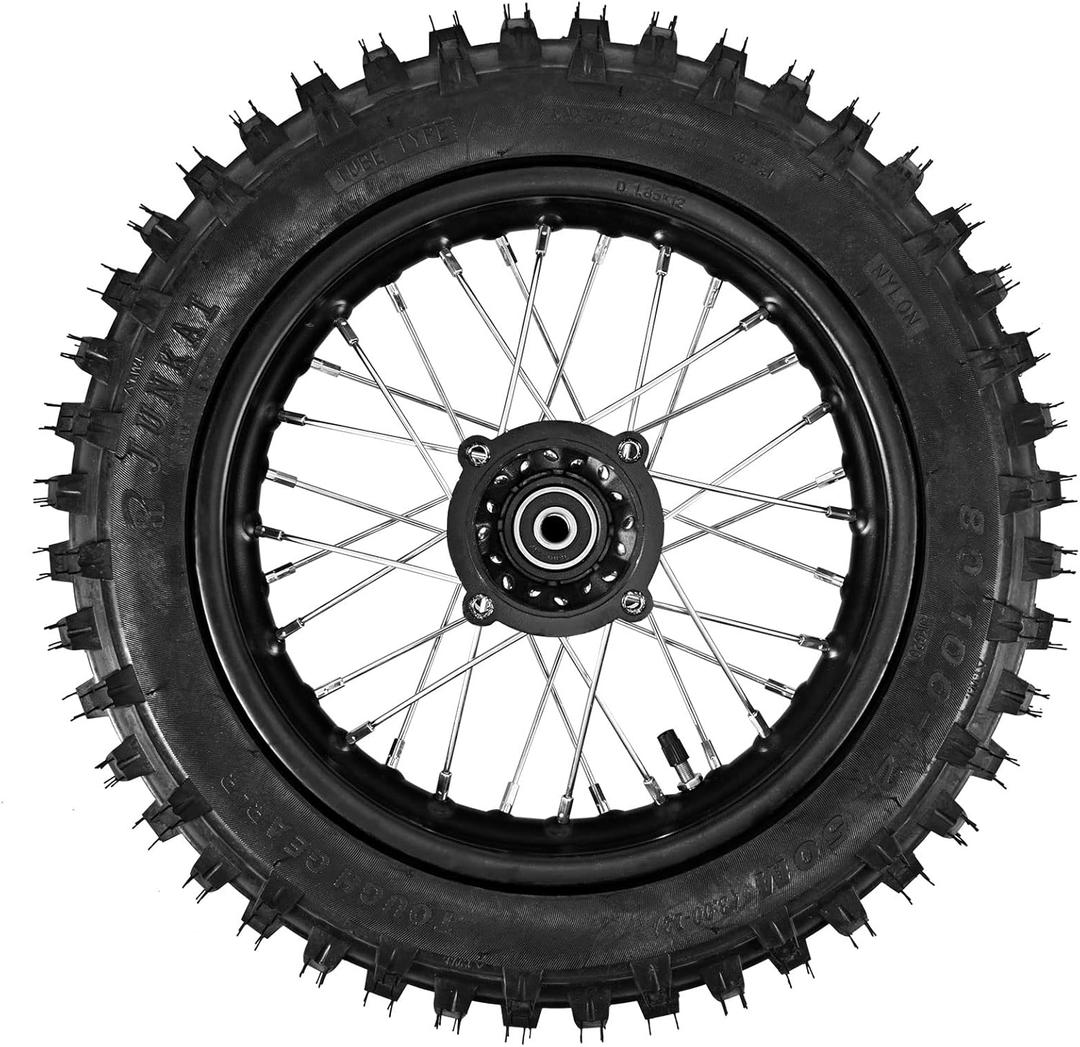 80/100-12 Rear Tire Disc Brake Wheel Rim With 15mm Bearing Set for Pit Pro Dirt Bike (80/100-12(15mm inner bearing))