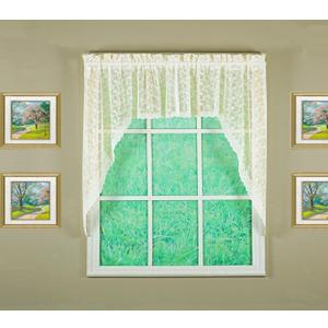 Today's Curtain, Priscilla Lace Bridal Swag 38", Ivory, 60" W x 38" L