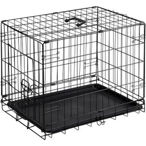 DUMOS Dog Crate, Large Double Door Dog Cage with Plastic Leak-Proof Pan Tray, Folding Extra Large Size Metal Wire Pet Kennel for Indoor, Outdoor, Travel, Size 48.0"L x 29.9"W x 48.0"H