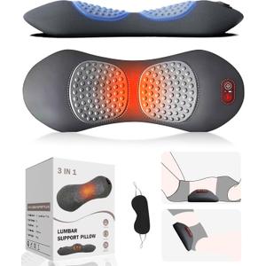 3 in 1 Electric Lumbar Support Pillow,Back Massager with Heat, Vibration, Traction,Lumbar Support Pillow Adjustable Height for Bed and Chair for Relief Deep Tissue,Waist Wedge Bolster